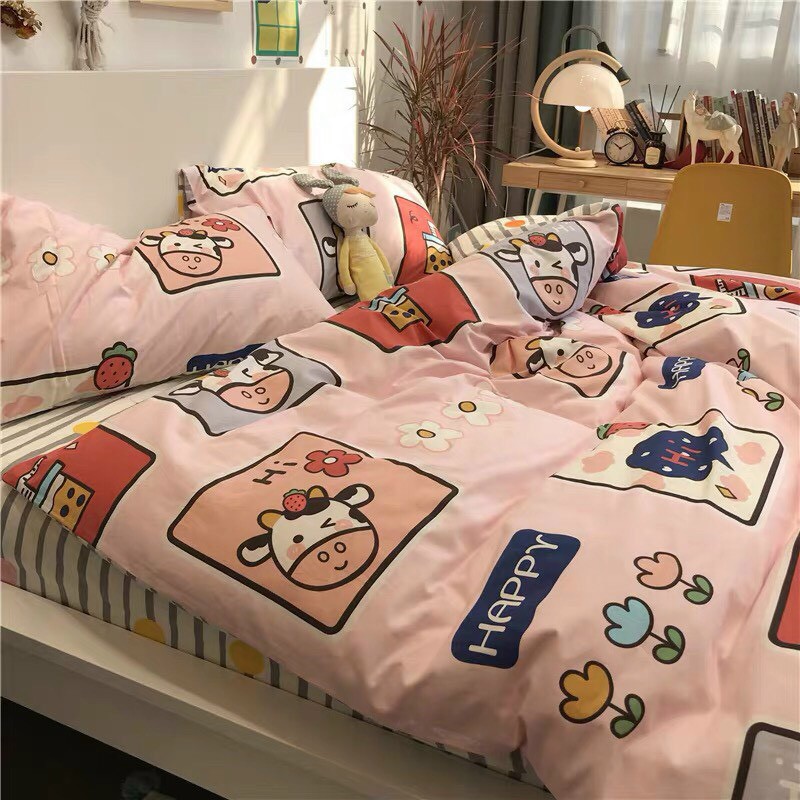 Bộ Chăn Ga Cotton POLY MẪU BÒ HIchăn, ga, cotton, ga nệm, chăn ga, cotton poly, chăn nệm, chăn ga gối, bedding️