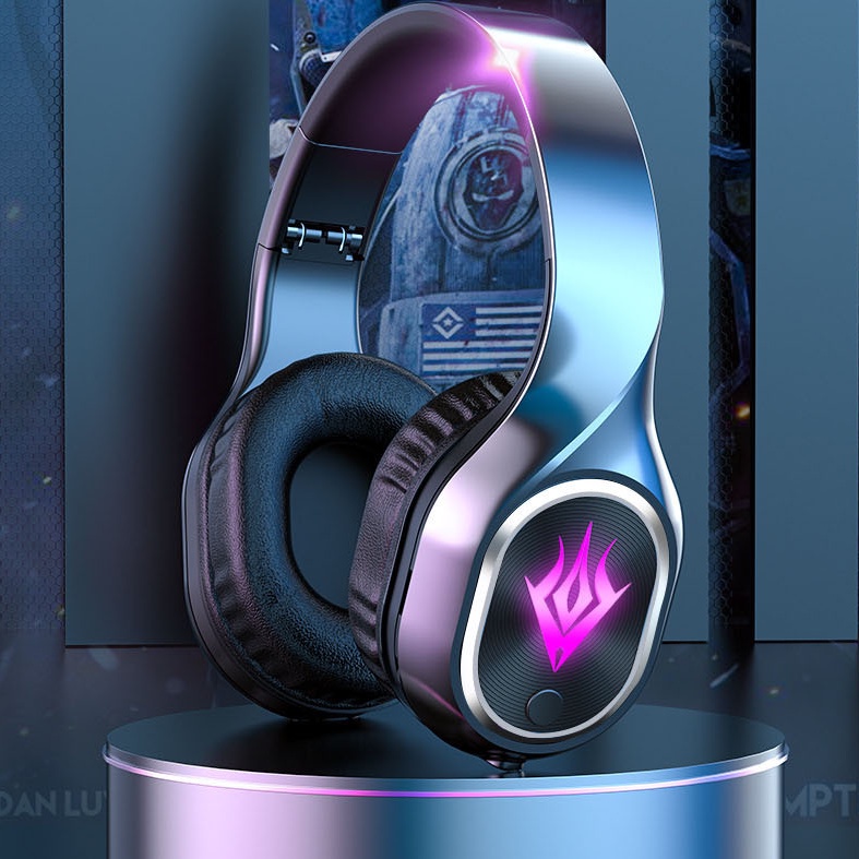 Tai nghe chụp tai bluetooth GAMING T2 có đèn LED màu, có mic đàm thoại, headphone chơi game trên điện thoại, laptop, PC