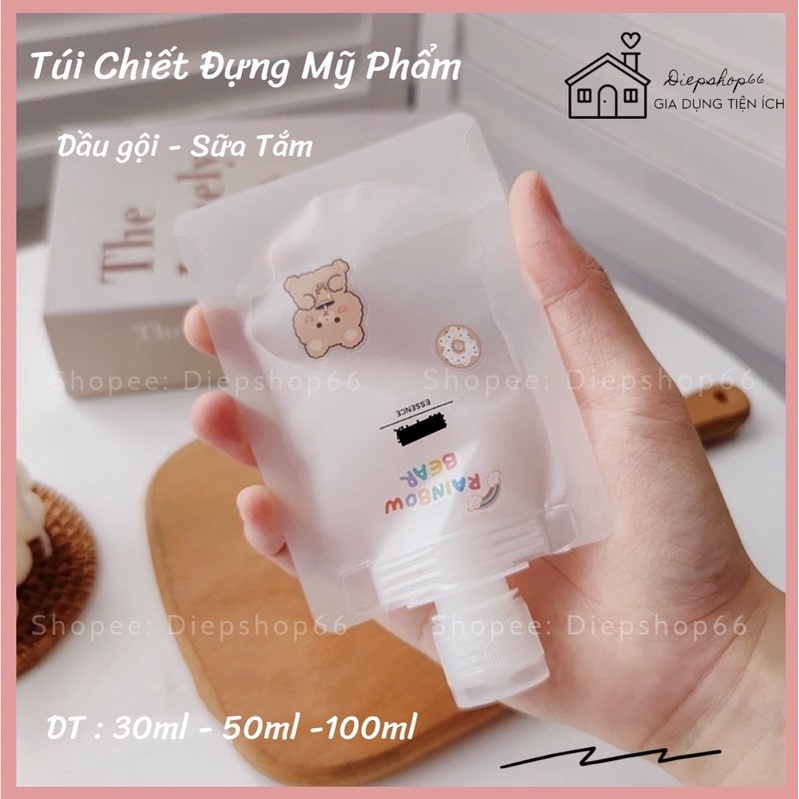 Chai chiết mỹ phẩm -dầu gội sữa tắm SALE Túi đựng mỹ phẩm -du lịch trong suốt mini chống 30ml/ 50ml/ 100ml