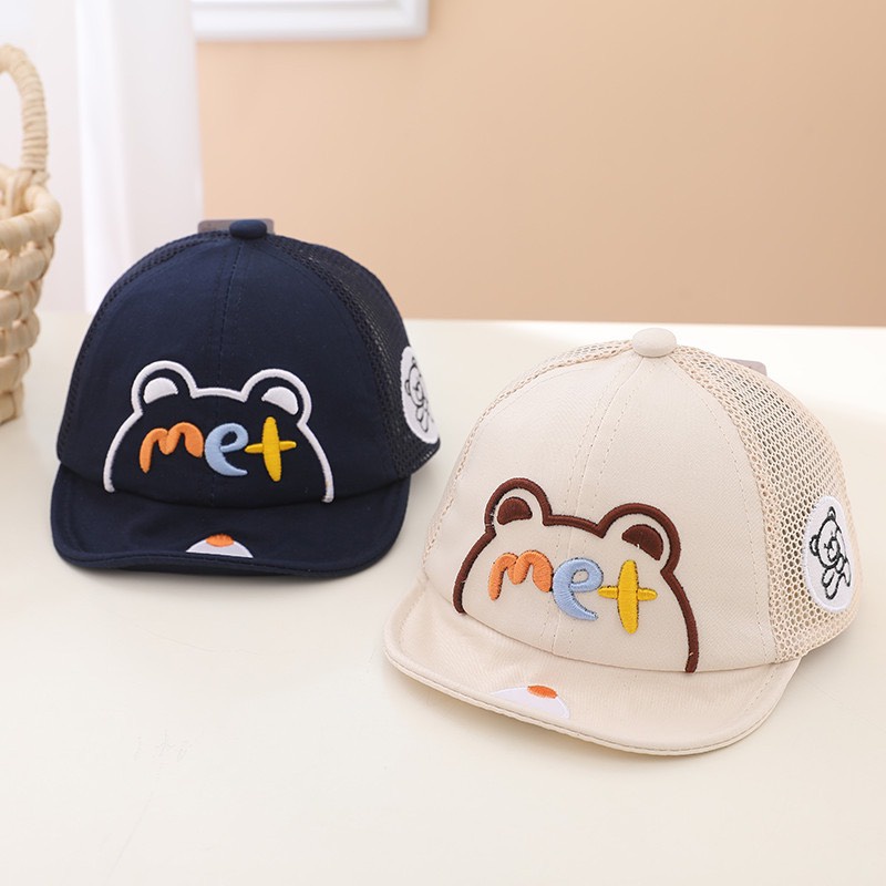 Mũ lưỡi trai cho bé Jasmine Baby phối lưới thêu chữ MET