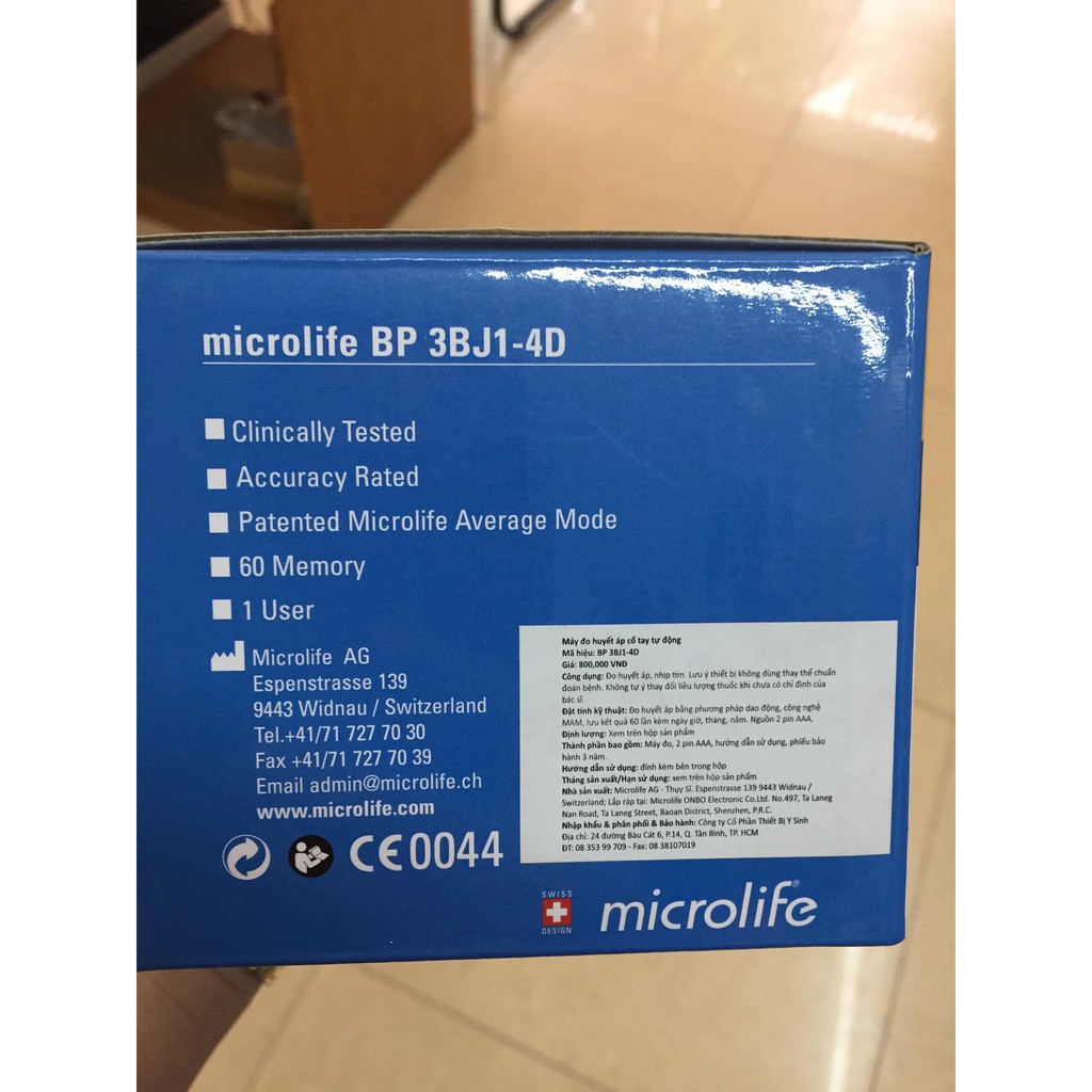 MÁY ĐO HUYẾT ÁP CỔ TAY MICROLIFE BP3BJ1-4D