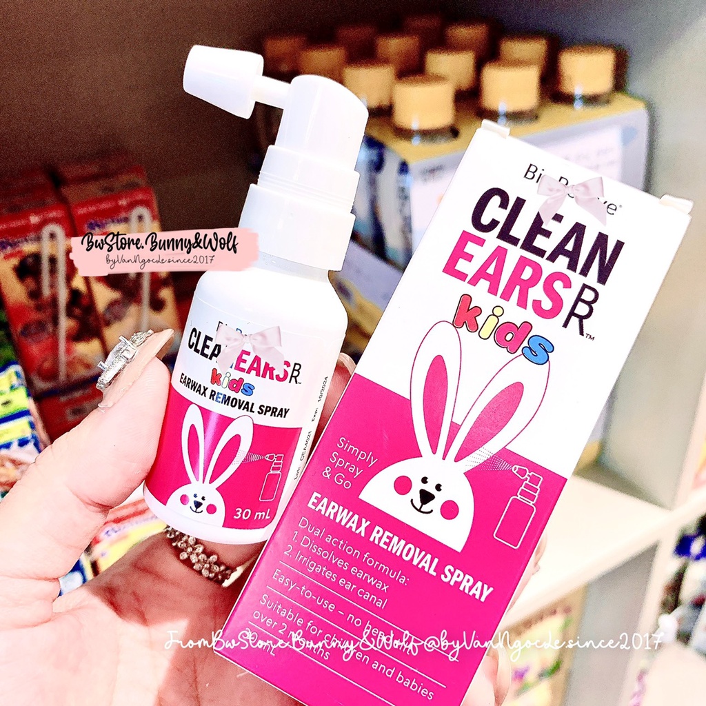 Xịt Tan Ráy Tai Clean Ear Kids 30ml Úc cho bé từ 2m+ [Hàng Air]