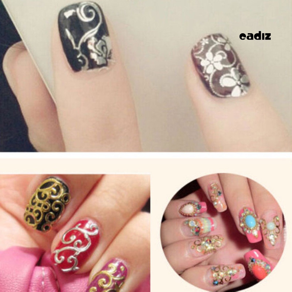 Bộ 12 Miếng Dán Trang Trí Móng Tay Hình Hoa Sang Trọng Cho Nữ