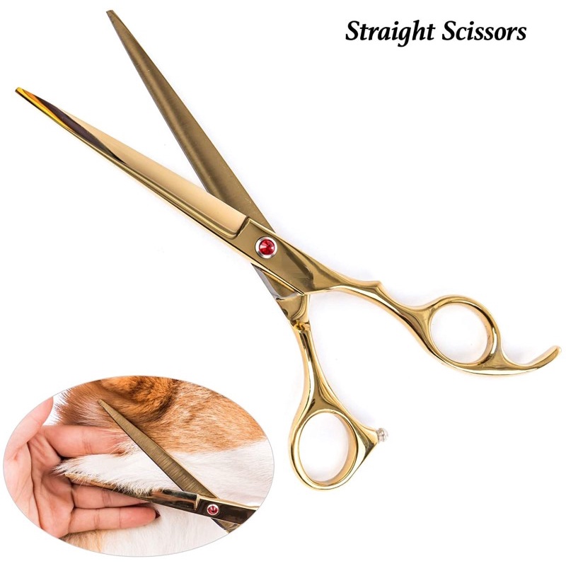 Kéo Cắt Tỉa Lông Thú Cưng 7.5 Inch Màu Vàng Kim Chuyên Nghiệp