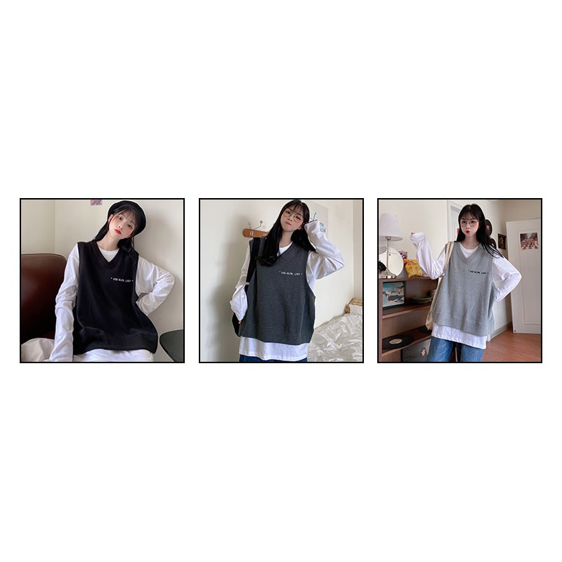 Set áo khoác ghi lê và áo dài tay thời trang năng động trẻ trung cho nữ | BigBuy360 - bigbuy360.vn