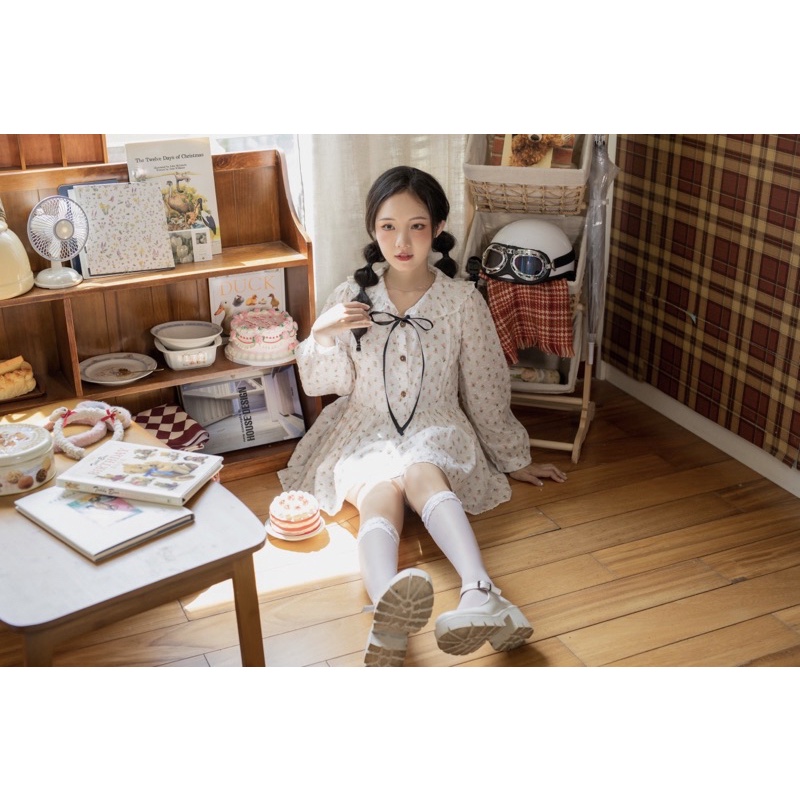 Áo babydoll hoa nhí nơ cổ + quần váy - ROSIE BABYDOLL - CARROT FARM