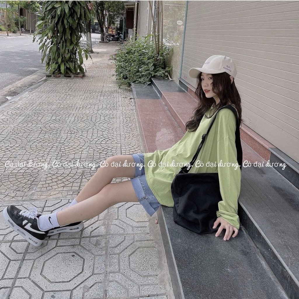 TG51 C4T5 Áo Phông Trơn Dài Tay Cotton Tay Bo Hàng Quảng Châu, Áo Phông Nam Nữ Mặc Cực Xinh