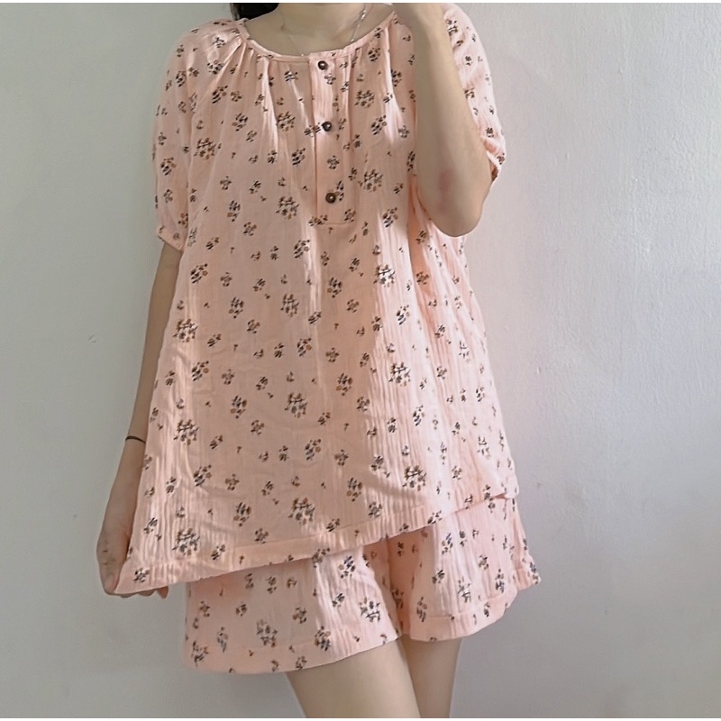 Bộ đùi muslin hoa nhí cao cấp