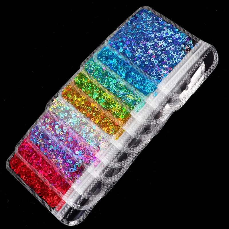 Sequin trang trí epoxy resin khoét lỗ hình tròn dạ quang lấp lánh 10 màu hỗn hợp thích hợp cho lễ hội