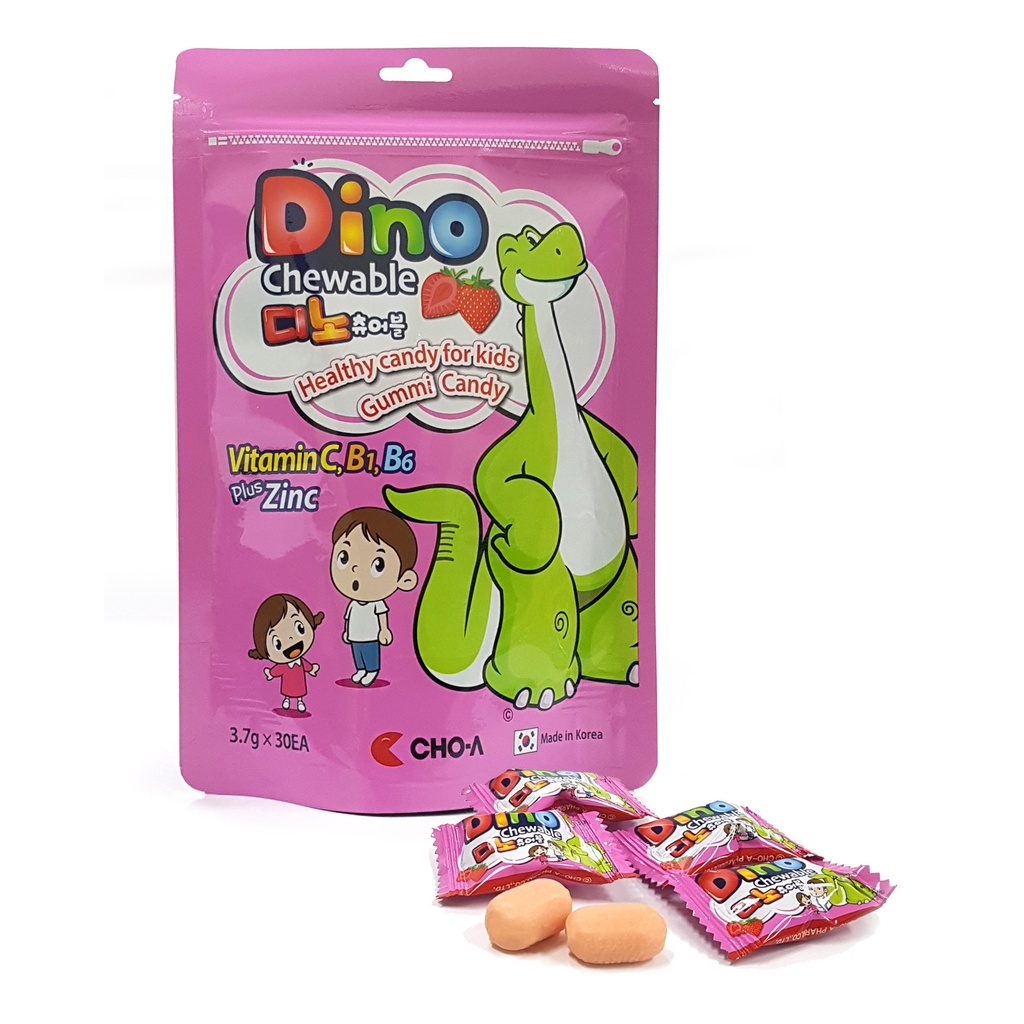 Kẹo Dâu Tây Bổ Sung Vitamin Dino Chewable Strawberry 1 GÓI 30 VIÊN