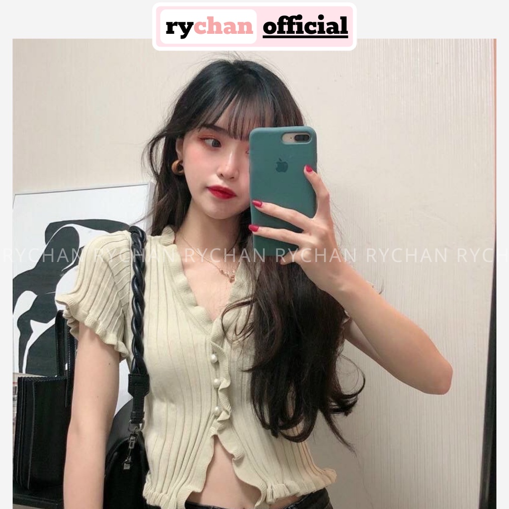 Áo Croptop Đi Du Lịch Đi Học Gân Viền Bèo Nút Bọc Trẻ Trung Năng Động [ẢNH THẬT CUỐI] - MOI002