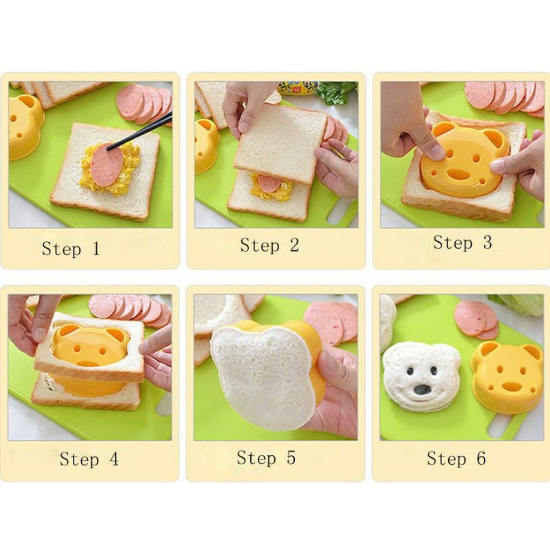 1 Khuôn Làm Bánh Mì sandwich Hình Gấu Hoạt Hình DIY