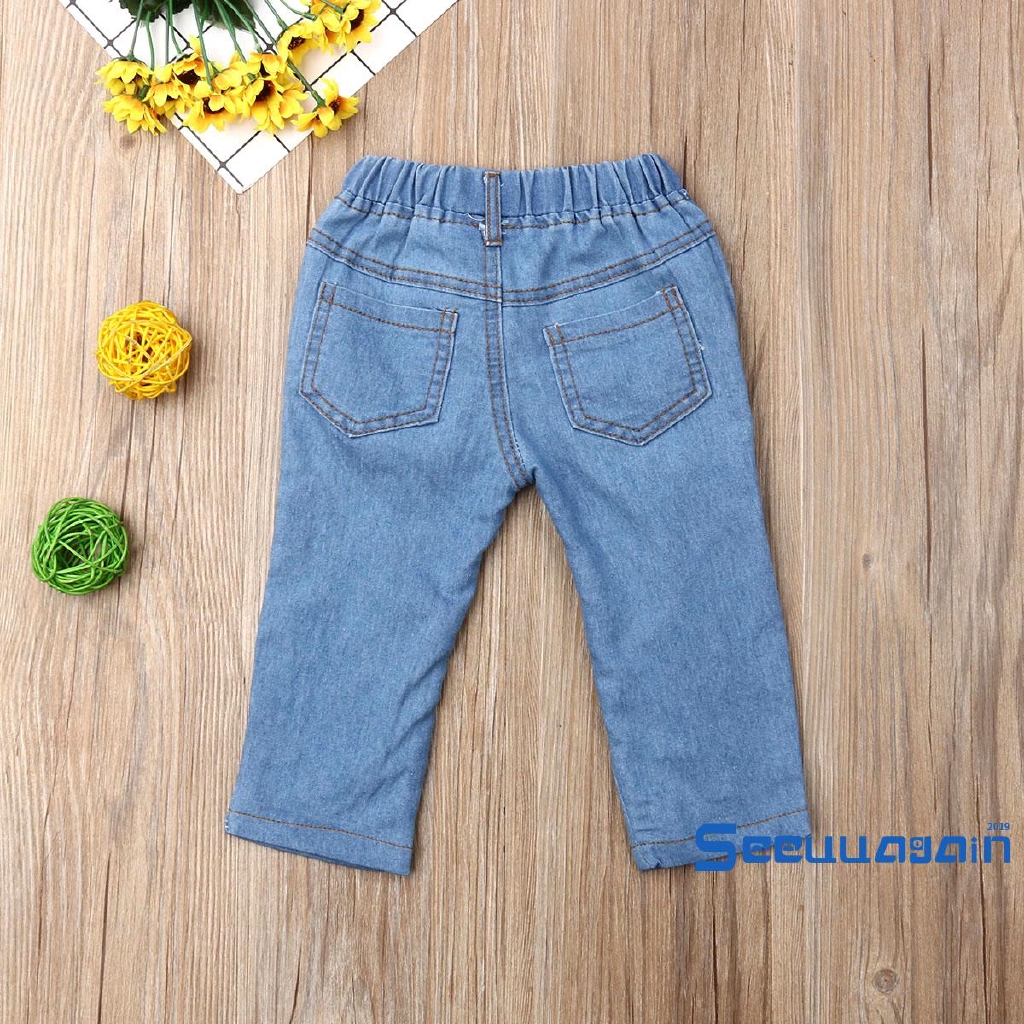 Quần jeans dài phối rách thời trang cho bé gái