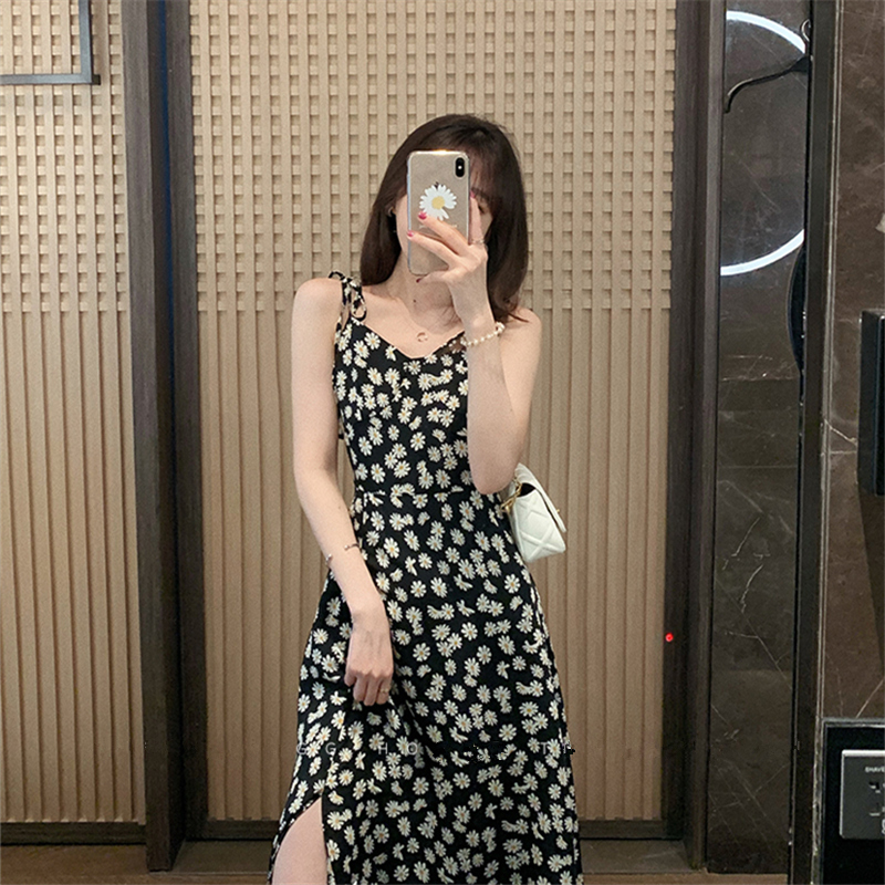 Đầm Hoa Midi Vải Voan Xinh Xắn Theo Phong Cách Hàn Quốc