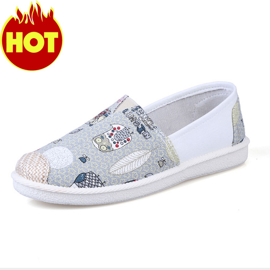 [XẢ HÀNG] Giày lười slip on nữ bọc cói vintage thời trang - G33