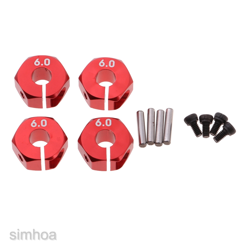 4pcs Wheel Hex Mount 12mm Hex Hub Red for 1:10 Scale RC Car Upgrade Parts