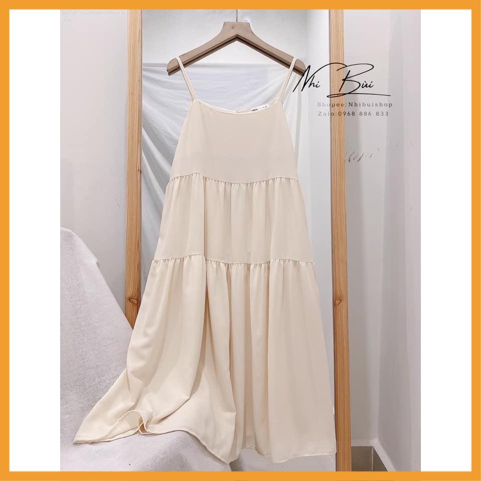 [MÃ VAY18 GIẢM 30K ĐƠN 500K] Váy maxi babydoll, Váy 2 dây vải đũi lụa mềm mặc cực mát, dáng rộng màu be | BigBuy360 - bigbuy360.vn