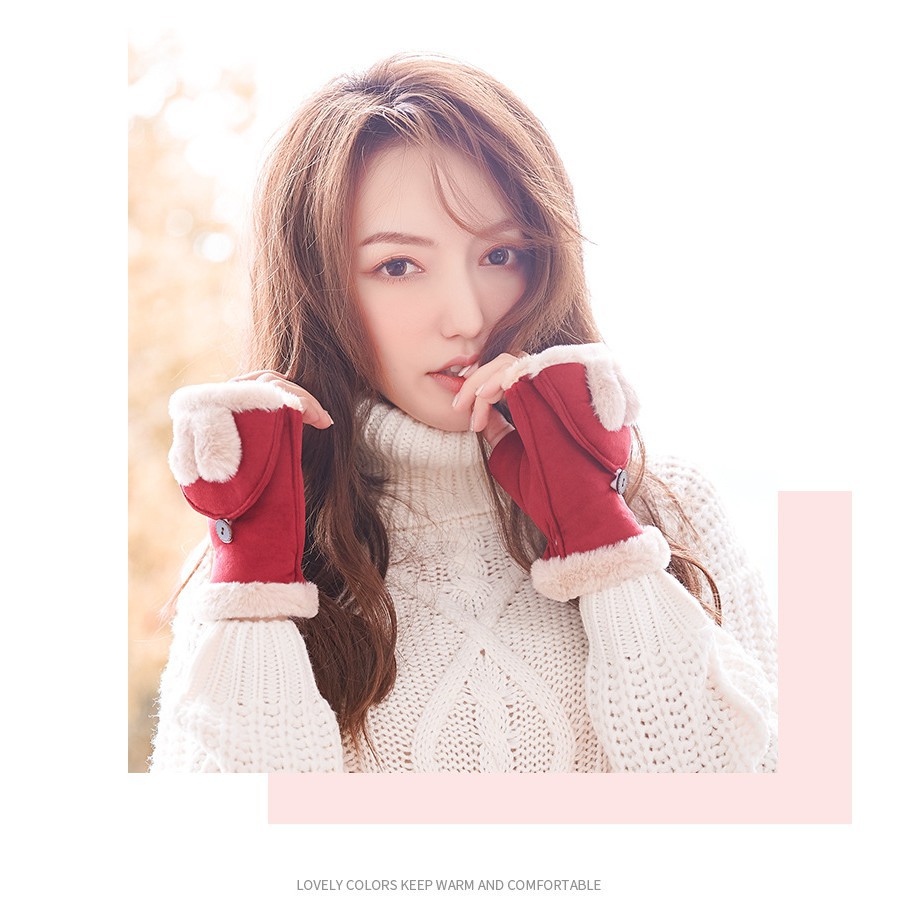 Găng tay nửa ngón tai thỏ style Hàn Quốc 2019 - LCTQ