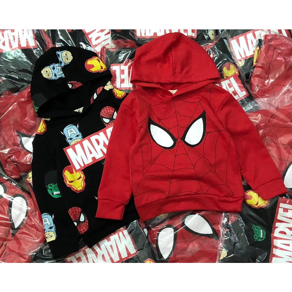 Set hai áo hoodie Marvel H&M chất da cá không nóng phù hợp mặc giao mùa