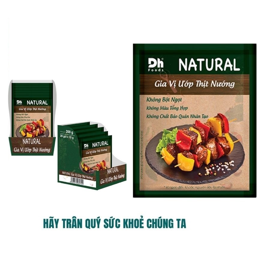 ( COMBO 5 GÓI) NATURAL Gia Vị Ướp Thịt Nướng 10gr Dh Foods giúp cho món Thịt Nướng thơm hơn và mùi vị đặc biệt hơn