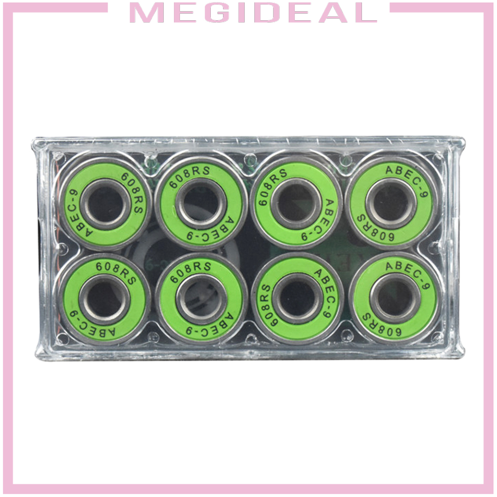 [MEGIDEAL]8Pcs 608 RS Skateboard Bearings - Frictionless ABEC 9 Roller Bearings for Skate Boards Scooters Longboards - High Precision Replacements - Sealed