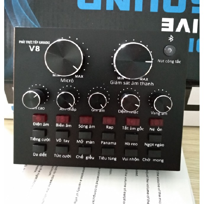 Soundcard V8 Autotune chuyên hát livestream có bluetooth HAI PHIÊN BẢN