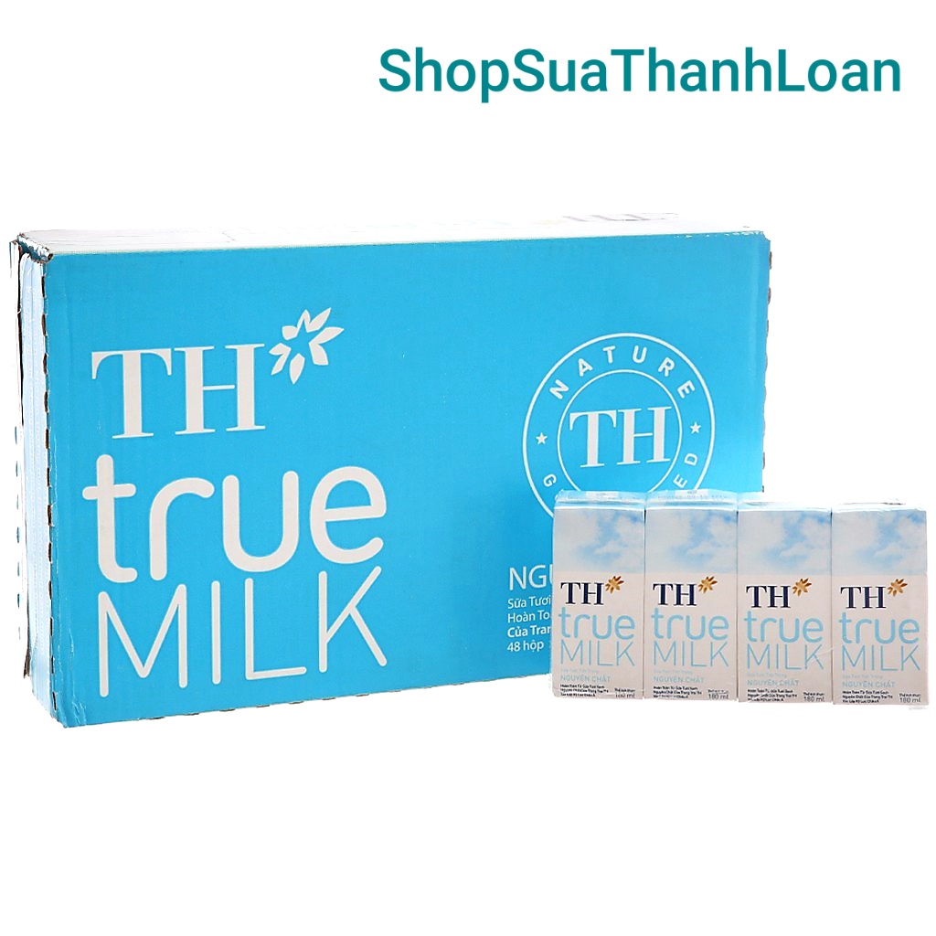 [HSD T8-2022] Thùng 48 Hộp Sữa tươi tiệt trùng TH true MILK KHÔNG ĐƯỜNG 180ml