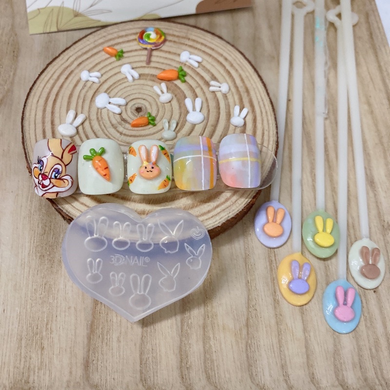 Khuôn nails resin UV hình thỏ và mickey