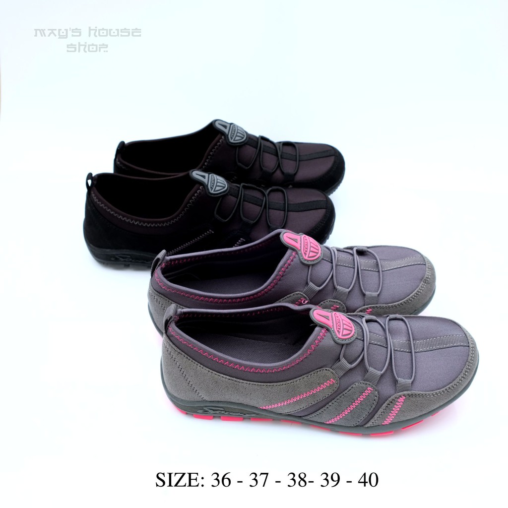 Giày thể thao cho phụ nữ trung niên và cao niên, giày lười màu đen xám – May House Shop
