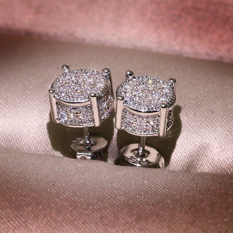Bông Tai Đính Đá Zircon Màu Sắc Vàng Phong Cách Hiphop Đường Phố Cho Nam Và Nữ