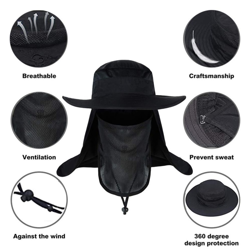 QQ Mũ Vành Rộng Chống Nắng / Tia UV Có Thể Tháo Rời Bảo Vệ Mặt Và Cổ Tiện Dụng