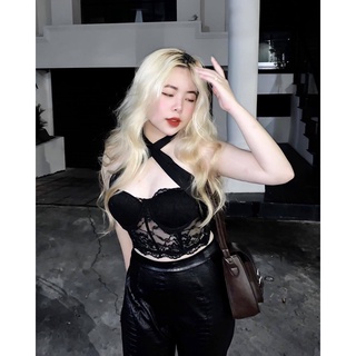 Áo corset ren phối nơ lụa satin mặc 2 kiểu m169