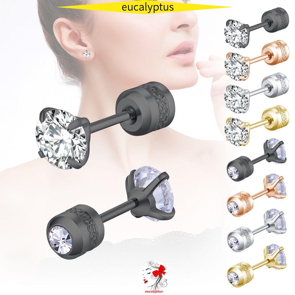 EUTUS 2~6mm New Fashion Stud Earrings Birthday Gifts for Women Men Cartilage Piercing Jewelry 2-6mm Round Stainless Steel Hypoallergenic Tiny Anniversary Diamond Cubic Zirconia/Multicolor