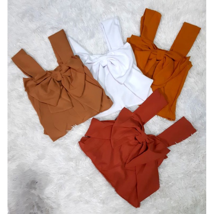 Áo hai dây bảng to croptop thắt nơ trước, áo kiểu croptop