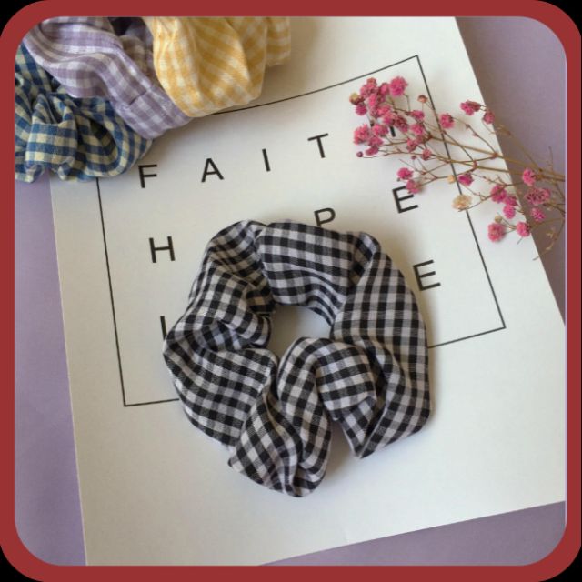 Dây buộc tóc vải hottrend thời trang - Scrunchies kẻ nhỏ siêu xinh - Quà tặng bạn nữ đẹp rẻ