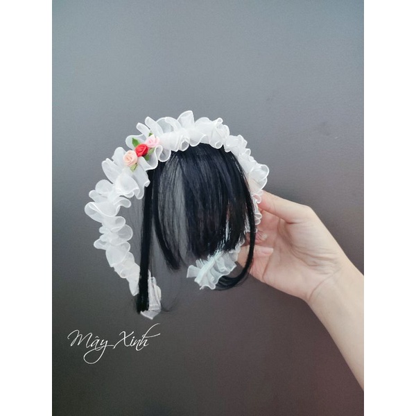 Băng đô cài tóc kèm mái đính hoa xinh cho bé