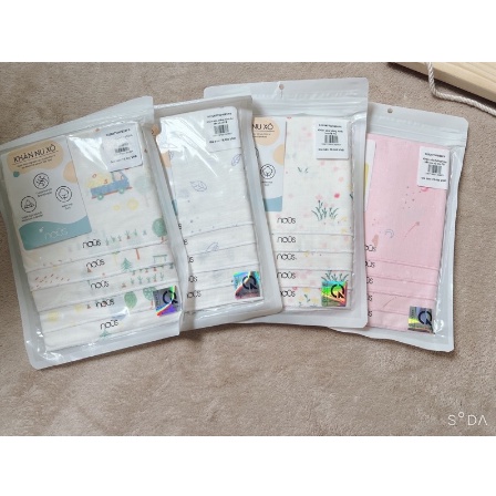 Khăn Sữa Nous Xô Kháng Khuẩn Set 5 Chiếc Cho Bé Sơ Sinh Kích Thước 30x30cm