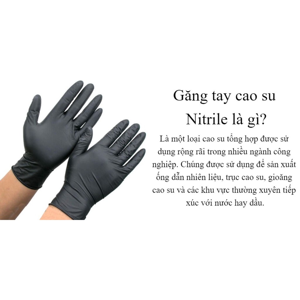 Hộp 100c Bao Tay Cao Su Đen Y Tế Không Bột Găng Tay Đen Siêu Dai Sử Dụng Trong Tóc Spa Phun Xăm Thẩm Mỹ - Ann933233