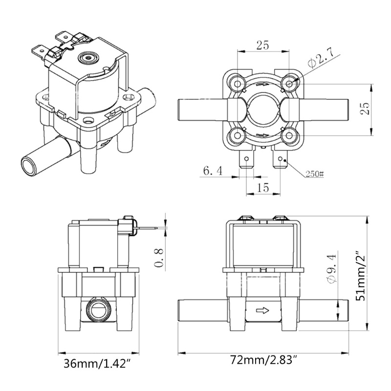 Van Điện Từ Bằng Nhựa 3 / 8 "12V 24V 220V Chuyên Dụng Cho Hệ Thống Osmosis