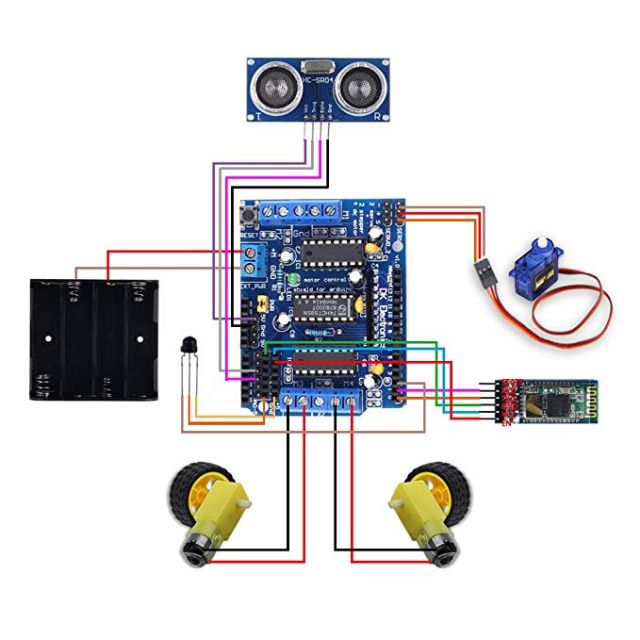 (Kèm code) Bộ xe Robot thông minh điều khiển qua Bluetooth hồng ngoại - Smart car KIT Arduino DIY 3