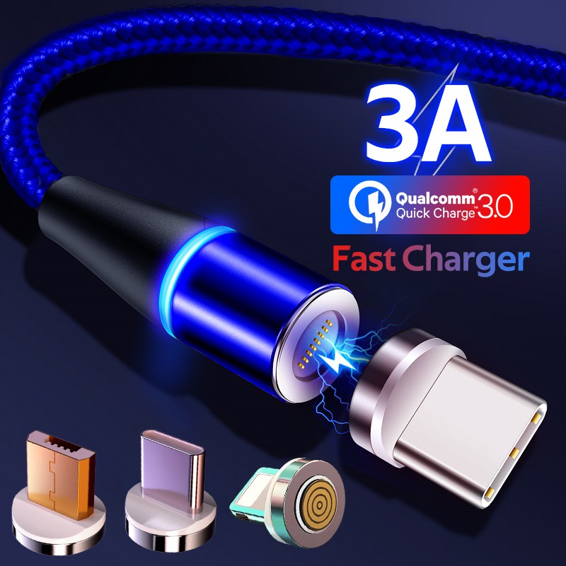 3A magnetic fast charging cable Support data synchronization Lightning Type-C Micro USB For iPhone X Huawei P30 PRO LITE Samsung S10