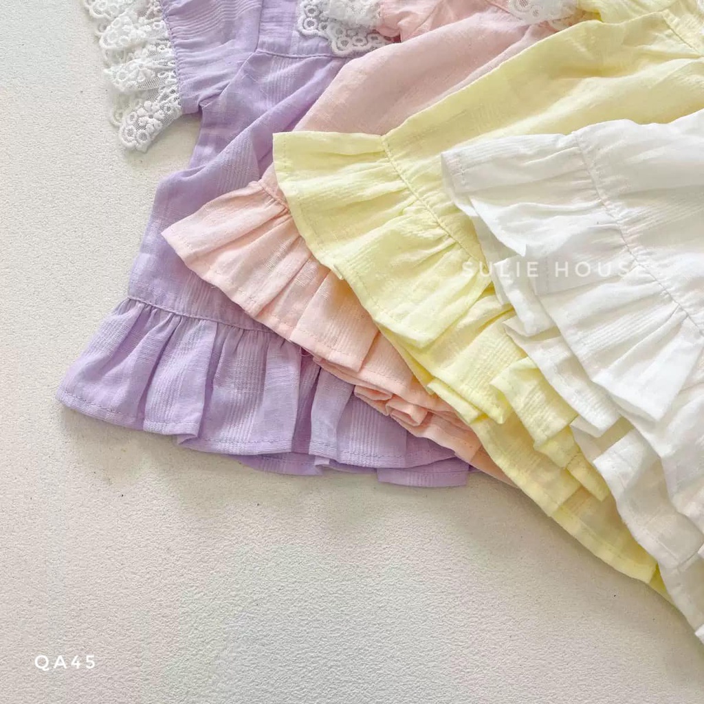Set bộ pijama cộc tay ren ngực - QA45