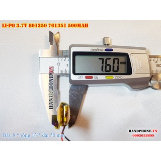 Pin Li-Po 3.7V 500mAh 801350 761351 (Li-Polymer) cho tai nghe Bluetooth, định vị GPS, máy ghi âm, máy nghe nhạc