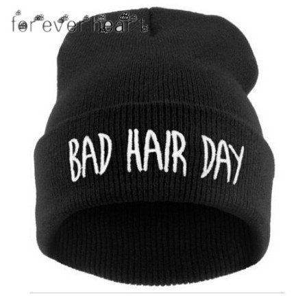 Nón len beanie thêu chữ Bad Hair Day độc đáo dành cho nam