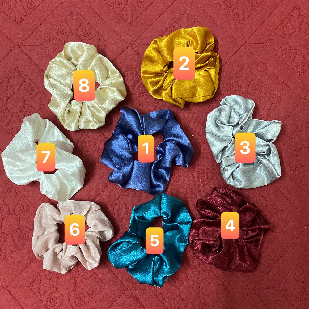 cột tóc vải scrunchies buộc tóc vải trơn bóng loại đẹp hot trend PK18