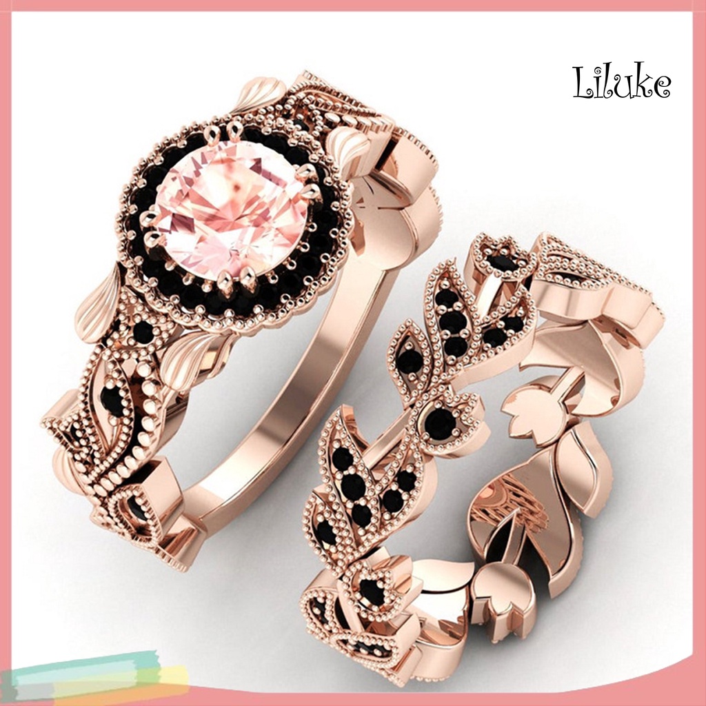 Set 2 Nhẫn Hoa Lá Đính Đá Sang Trọng