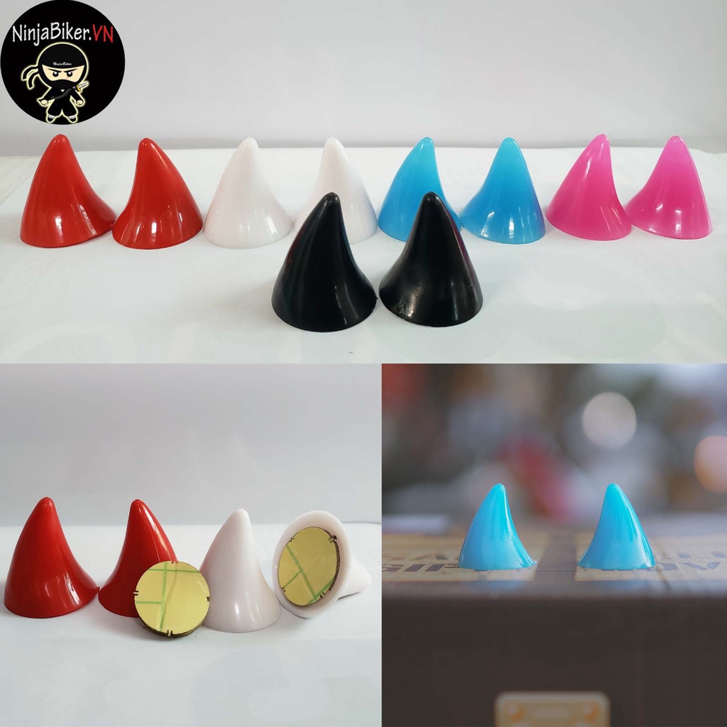 SƯNG MINI MÀU XANH DƯƠNG NHẠT GẮN NÓN BẢO HIỂM CUTE