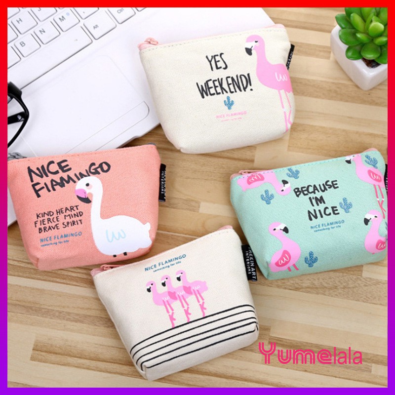 Ví nữ mini đựng tiền Chim hồng hạc CUTE  - Ví đựng tiền mini cute