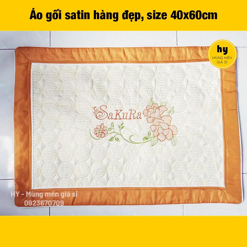 Áo gối 40x60cm chần thêu cao cấp, may viền, có khóa kéo - ẢNH THẬT 100% | Mùng mền giá sỉ Hy