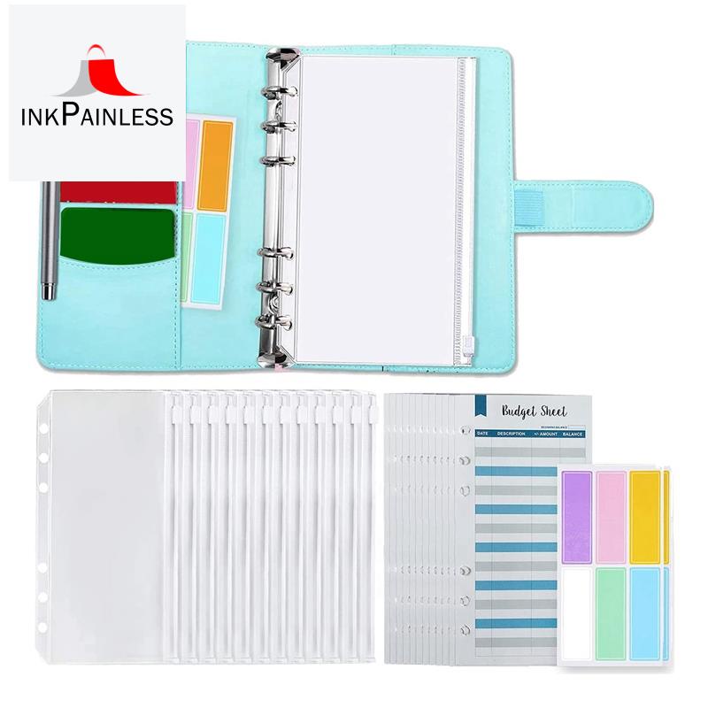 Sổ tay quản lý chi tiêu cá nhân đóng gáy khổ A6 12 trang PVC màu trong suốt bìa màu đen